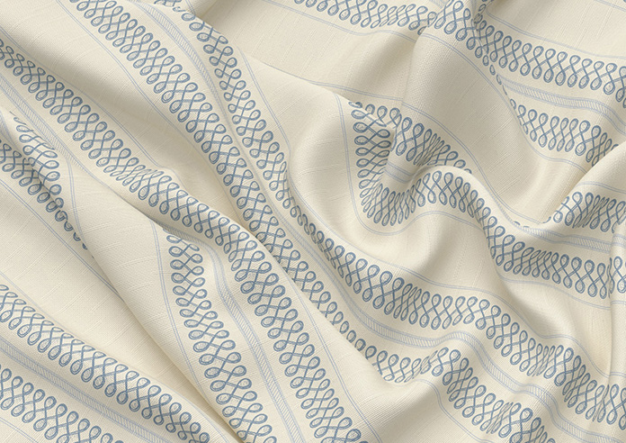Trellis Prints, Noble Stripe Raffs Blue - Made to Measure Curtains - Image 4